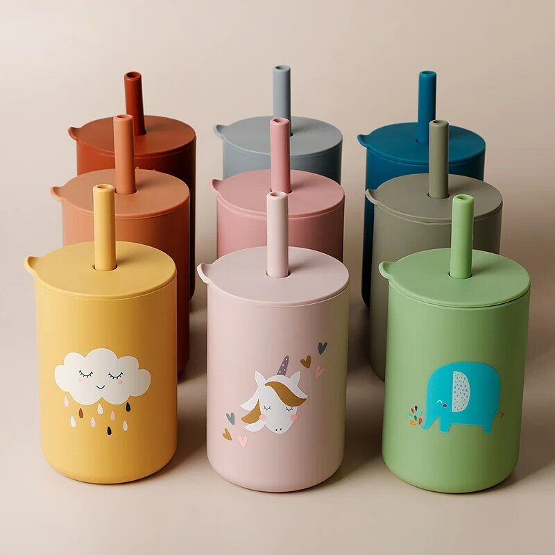 Tyry.hu-赤ちゃんの授乳用ストローカップ、漫画の学習用フィーディングカップ、食品グレードのシリコン、幼児用ウォーターボトル、BPAフリー食器、1個