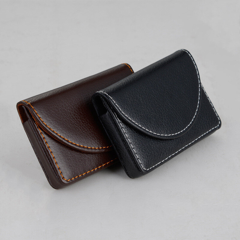 Sarung kartu bisnis kulit PU pria, tempat kartu kredit profesional dengan tutup magnetik RFID dompet kapasitas besar 96*65mm