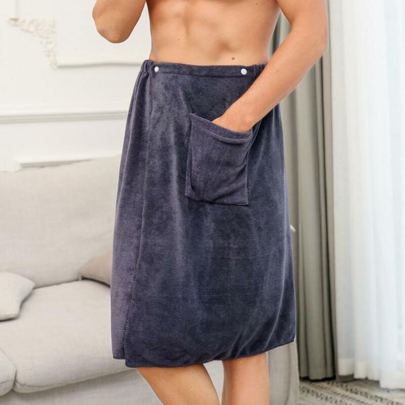 Банное полотенце, Регулируемый мужской халат с эластичной талией, ночная рубашка с карманом для уличного спорта, плавательного зала, спа-полотенце, мужское короткое