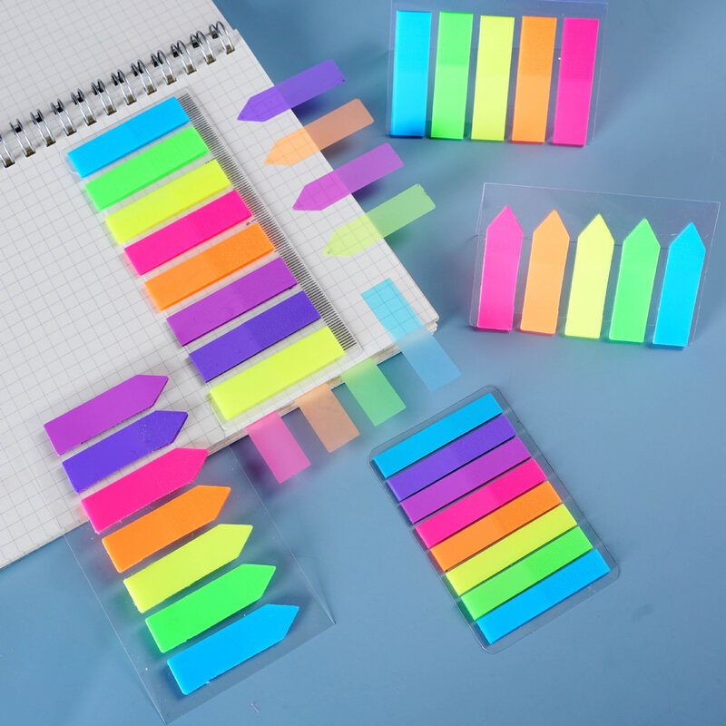 Set di note adesive fluorescenti a colori segnalibri per appunti segnalibri banner note adesive trasparenti cancelleria per ufficio scolastico