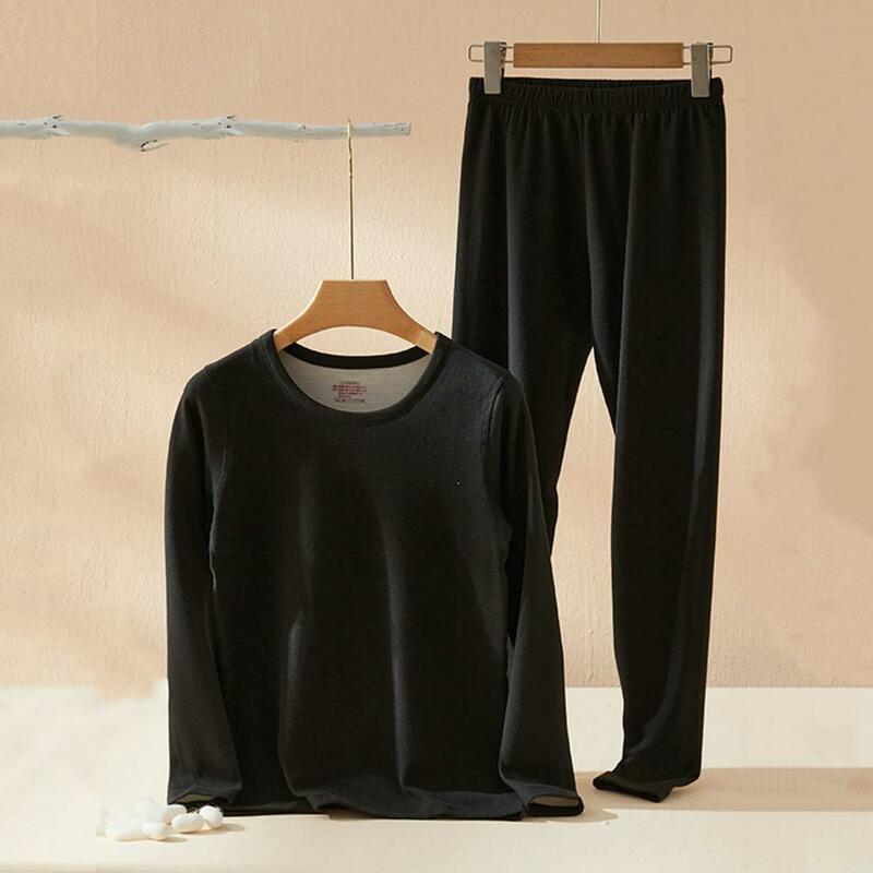 2 Pcs/Set Pants Top Suit Winter Thermal Underwear Set Long Sleeve Bottoming Top Seamless Warm Sleepwear Set Homewear Clothes