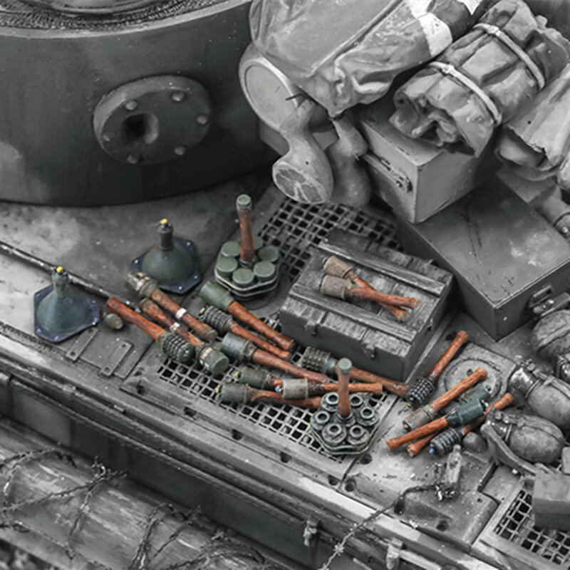 نموذج مشهد الدبابات للطباعة ثلاثية الأبعاد والقنابل اليدوية وصنع المشهد وإكسسوارات الهواية والسيارة