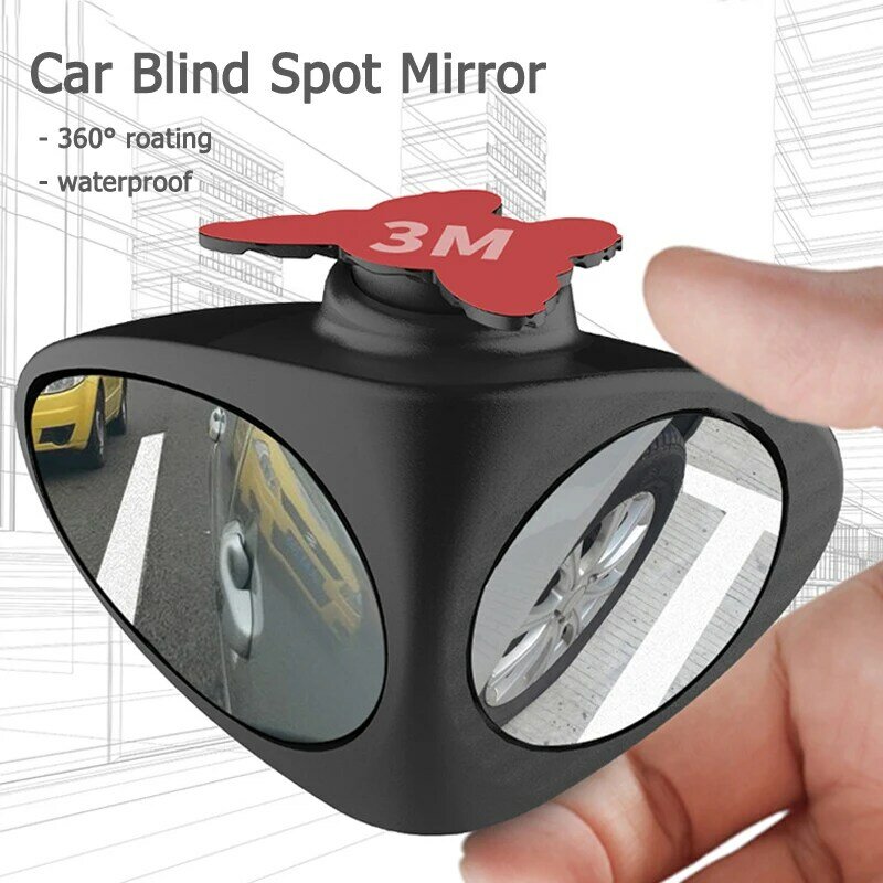 Espejo de punto ciego para coche, retrovisor de marcha atrás de doble uso, HD auxiliar de 360 °, espejo delantero para neumático, espejo retrovisor para vehículo pequeño