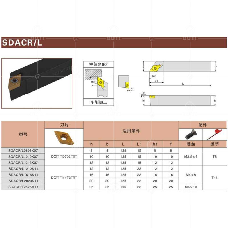 DESKAR-Outils de tournage externes, barre de coupe SDACL, support de tour CNC, SDACR0808, SDACR1010, SDACR1212, SDACR1616, SDACR2020, 100% d'origine
