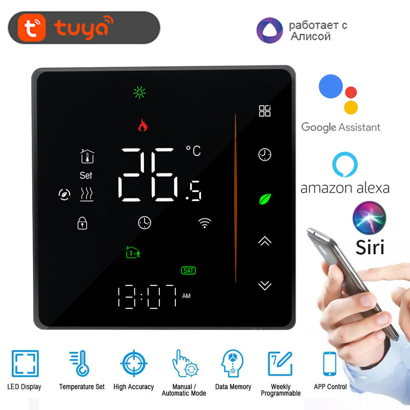 Tuya Smart Life Wifi Термостат для газового котла и теплого пола Регулятор температуры дома SmartThings Alexa Google Siri Yandex Alice