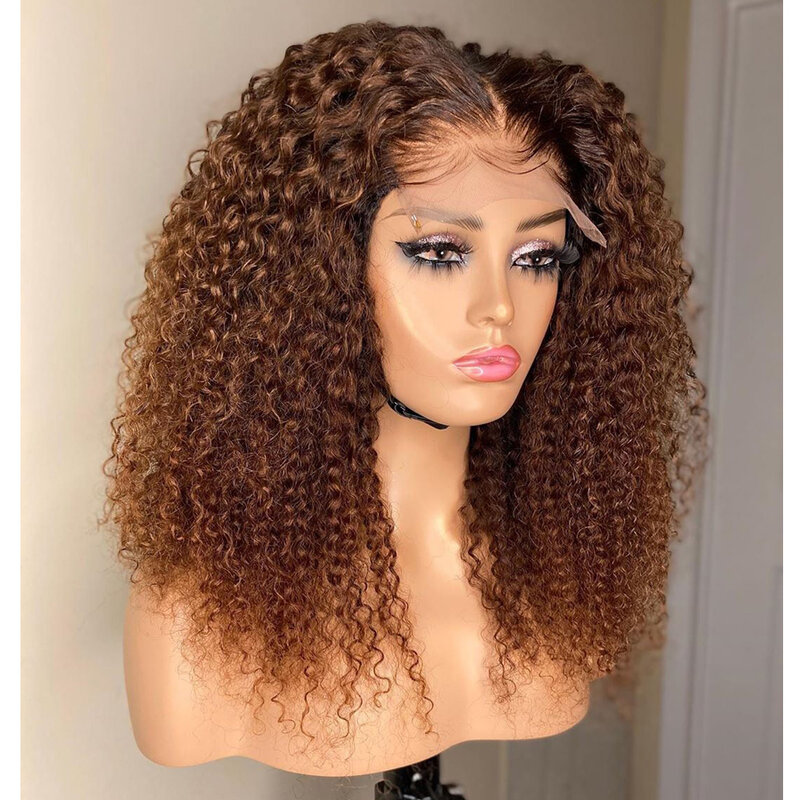 26“Ombre Blonde Long Soft Kinky Curly180Density Lace Front Wig For Black Women BabyHair Glueless Preplucked Heat Resistant Daily