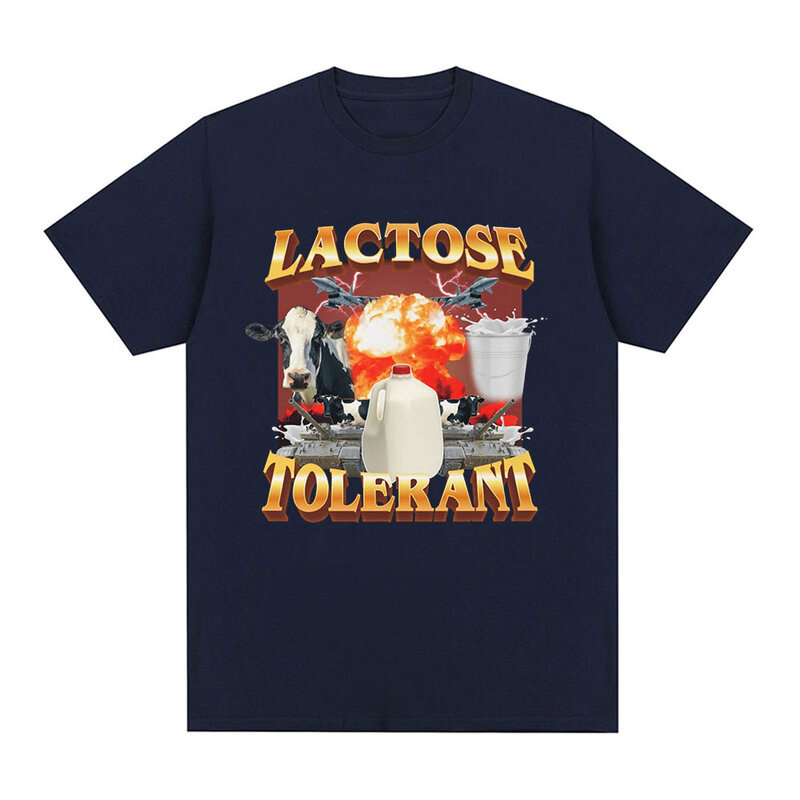 Camiseta com estampa gráfica de manga curta masculina, tolerante a lactose, camisetas casuais aconchegantes, moda vintage extragrande, 100% algodão