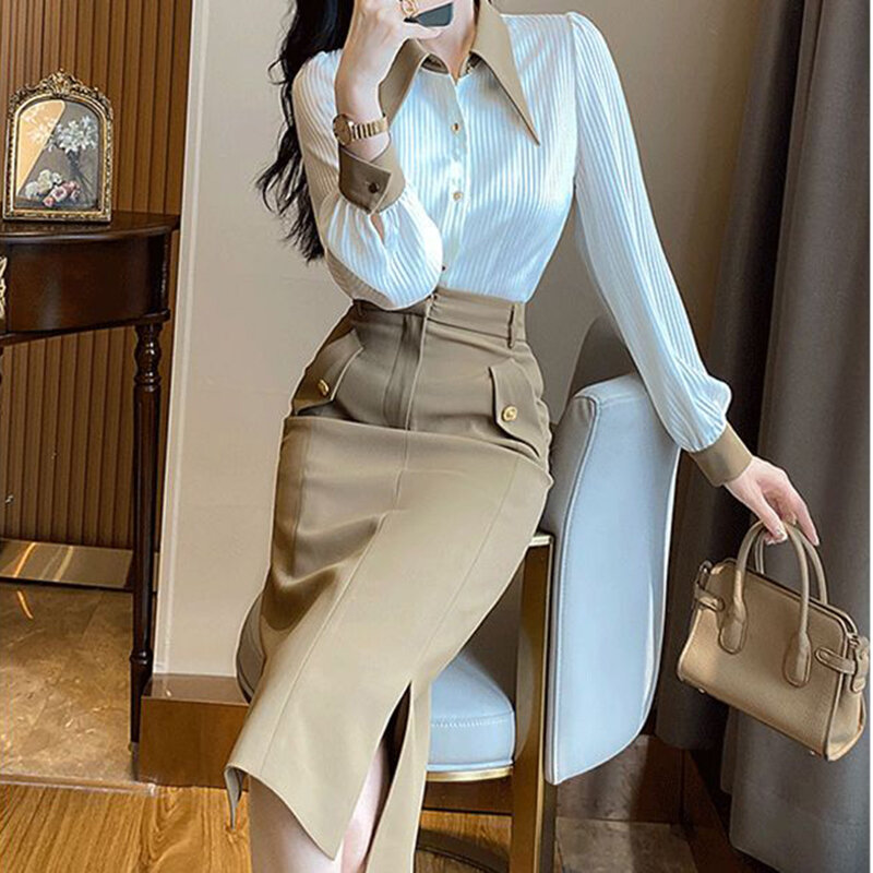 Women's 2024 new age-reducing, high-grade spring and autumn suit skirt, ladies' temperament and fashion three-piece suit