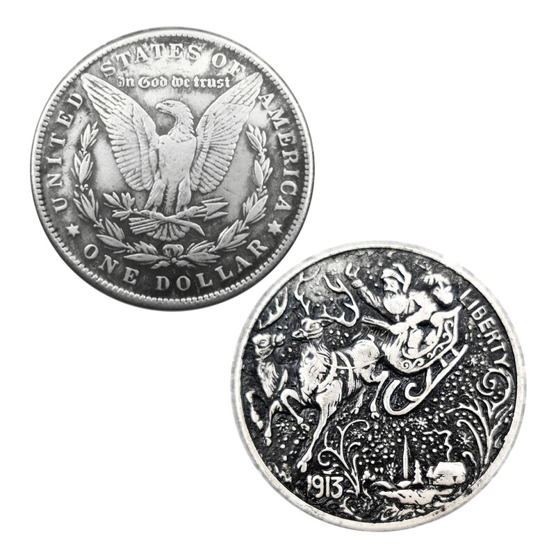 Luxe Nachtclub Santa Claus Love Coin One-Dollar Kunstpaar Munten Leuke Pocket Decision Coin Herdenkingsmunt Geluksmunt + Cadeauzakje