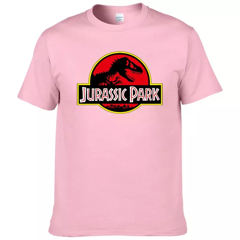 Camiseta con estampado de dinosaurio de dibujos animados para hombre, camiseta divertida de verano Harajuku, camiseta de Parque Jurásico fuera de línea, A286