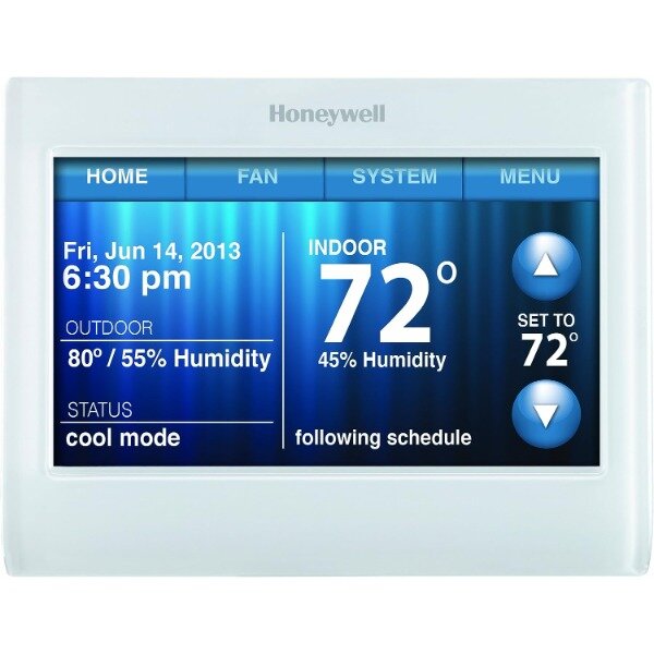 Honeywell-TH9320WF5003 Termostato programável, tela sensível ao toque, Wi-Fi, 9000 cores, 3,5x4,5 ", branco, 'requer fio C"