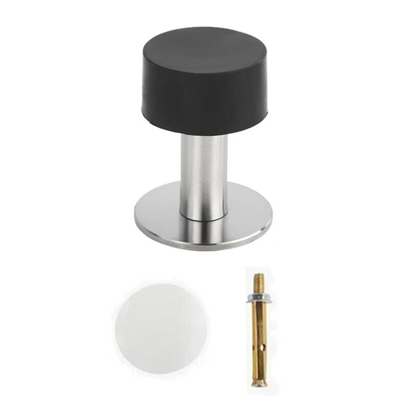 Non Punch Door Stopper Adhesive Door Stops Heavy Duty Stainless Steel Rubber Stopper With Sound Dampening Bumper Home Supply