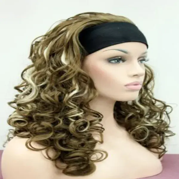 Популярные женские длинные вьющиеся волнистые парики 3/4, парики с головной повязкой, парик для косплея