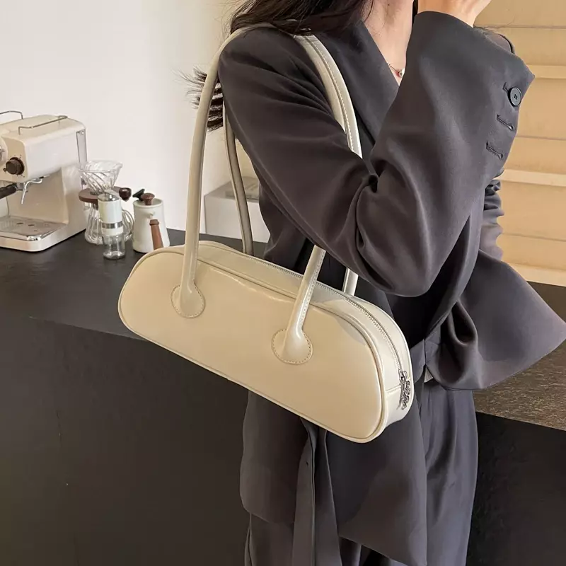 2024 Hot Selling Women's Bag Fashion PU Solid Line Zipper Shoulder Bag Pillow Large Capacity Simple Handbag Bolsas De Hombro