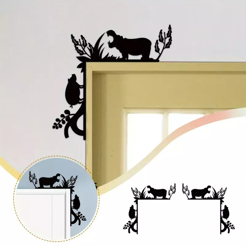 Металлические креативные декоративные настенные стикеры в виде животных, дверная фоторамка, металлический настенный Декор для дома, 1 шт.