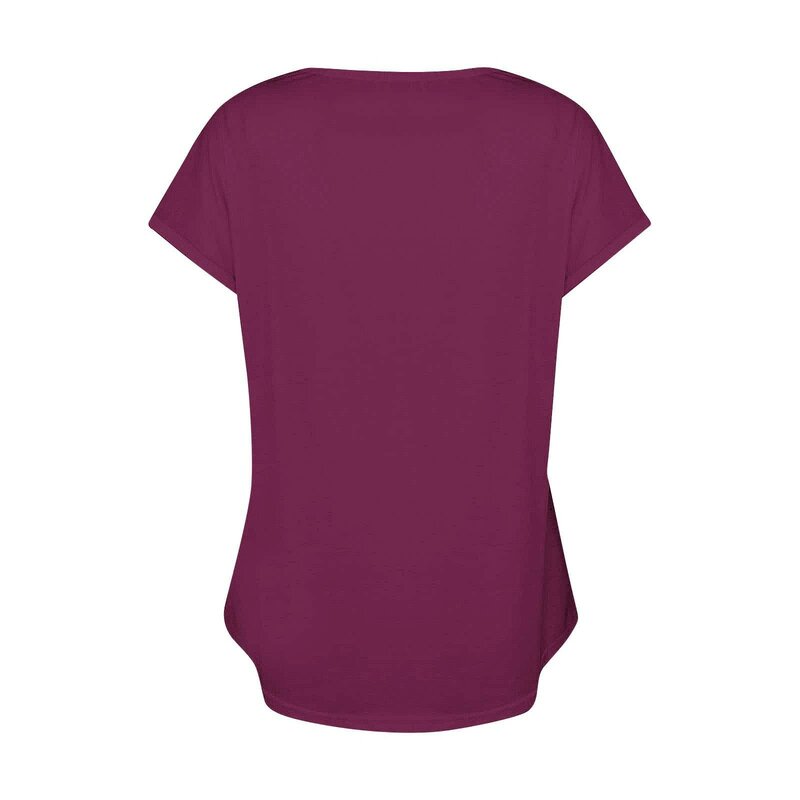 T-shirt décontracté à manches courtes et col en V pour femme, haut boutonné, solide, document, 2024