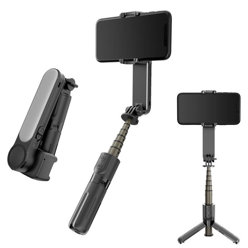 Gimbal Mini swafoto kecil, tongkat cahaya pengisi Bluetooth Remote kontrol Gimbal genggam anti-guncangan penstabil ponsel, Tripod pengambilan Video
