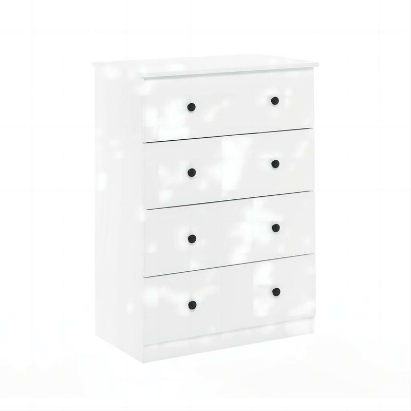 Furinno 3 Tidur Simple Design 4-Drawer Dresser, Solid White