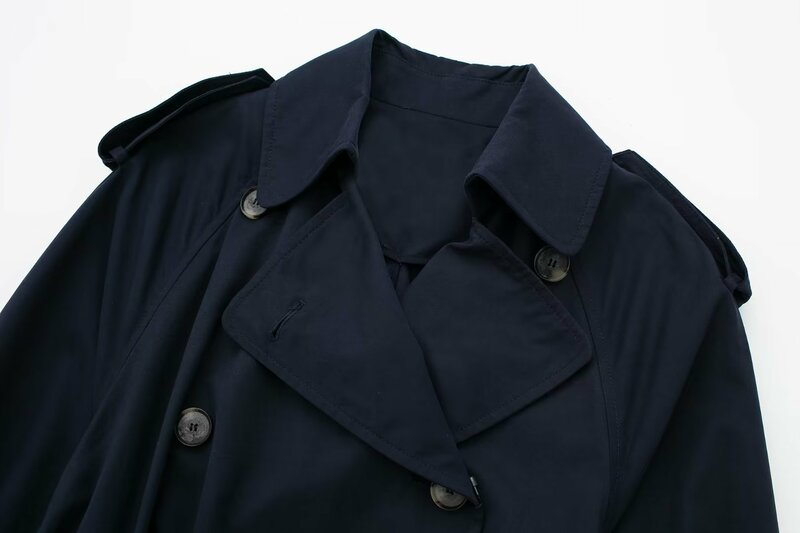 Gabardina informal holgada con doble botonadura para mujer, abrigo Vintage de manga larga con bolsillos, ropa de abrigo elegante, nueva moda 2023