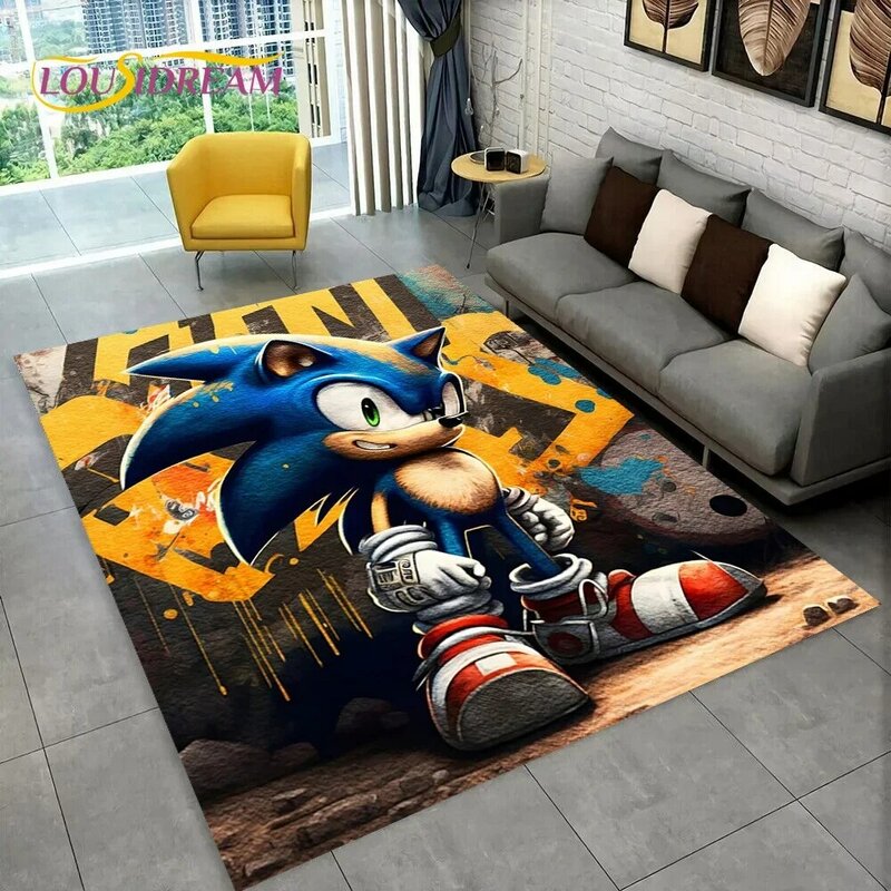 3D Game Anime S-Sonic Cartoon  Carpet Rug for Home Living Room Bedroom Sofa Doormat Decor,kids Play Area Rug Non-slip Floor Mat