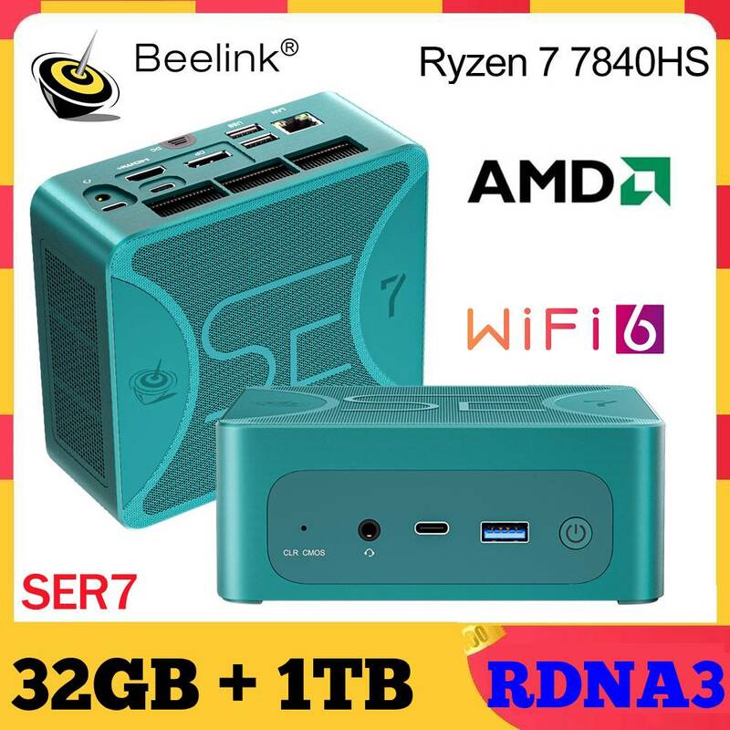 Beelink PC Mini SER7 AMD Ryzen 7 7840HS 5800H 5700U 5 5560U SER5 Pro SER6 MAX Komputer Gaming WiFi6 DDR5 SSD