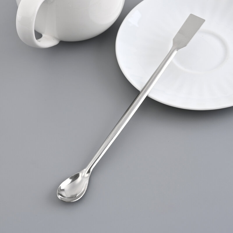 1pc 20cm Stainless Steel Lab Spoon  Double End Spatula/Laboratory Sampling Spoon Mixing Micro Spatula Scoop