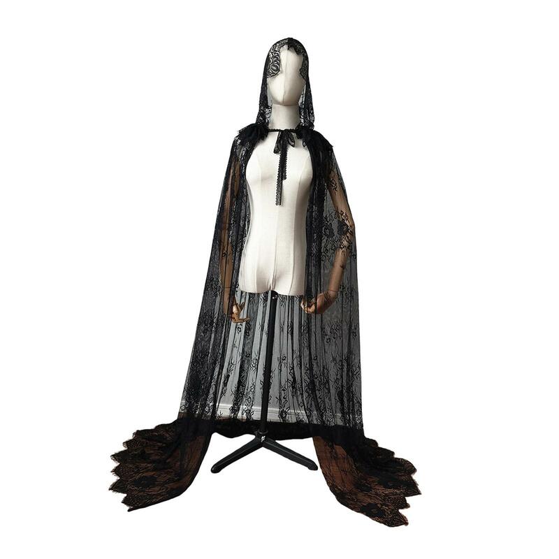 Mantello con cappuccio mantello lungo accessorio per Costume di Halloween mantello da sposa per feste serali spettacoli teatrali Masquerade compleanno