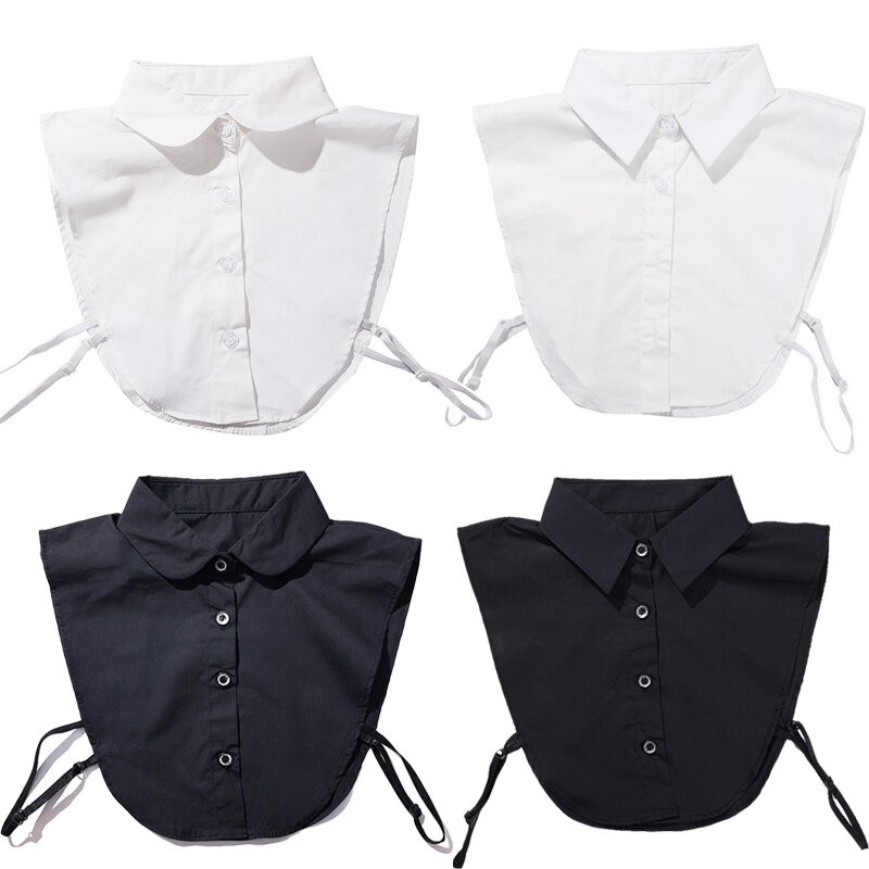 Faux colliers détachables en coton pour femmes, pour pull uniforme, chemisier à col rond et pointu, col de chemise, faux col, revers