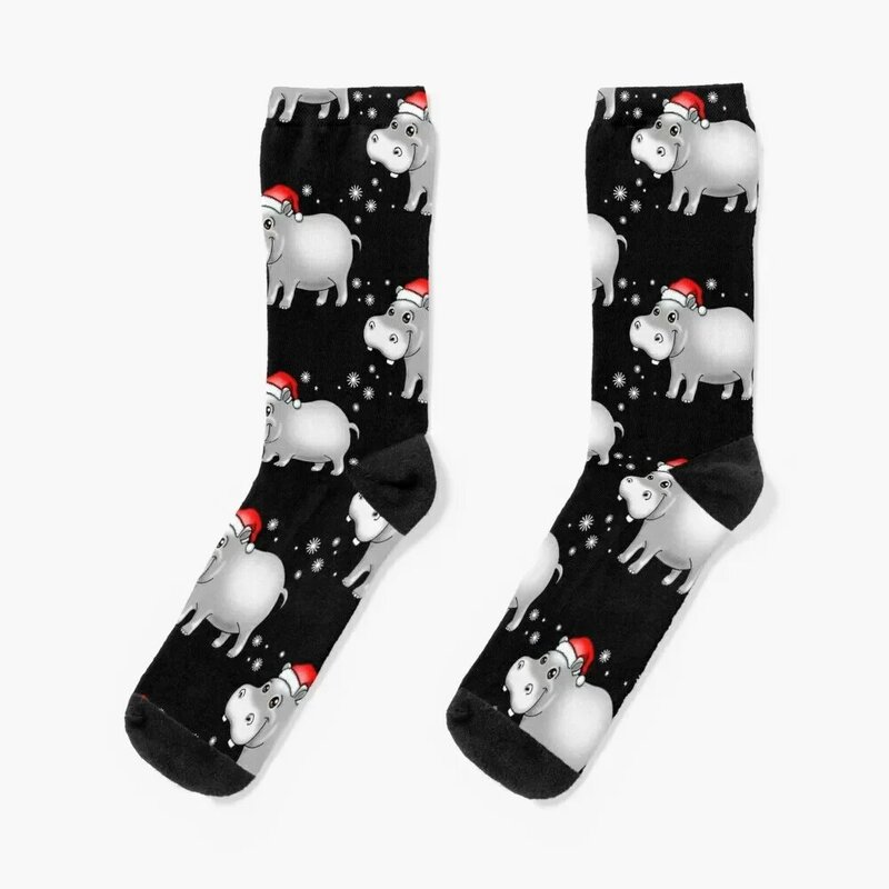 Calcetines de hipopótamo de Navidad para hombre y mujer, medias de ciclismo, ideas para regalos de San Valentín