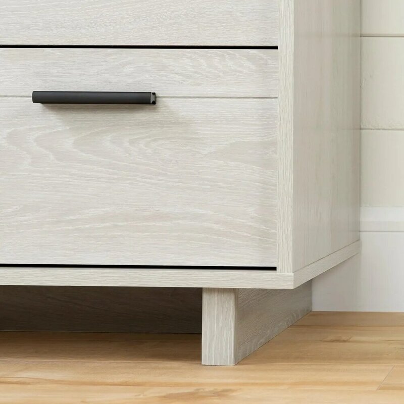 2-Drawer Nightstand Bedside Table Side Bed Tables Furniture for Room Small Bedroom Home Sleek Metal Handles Simple Installation