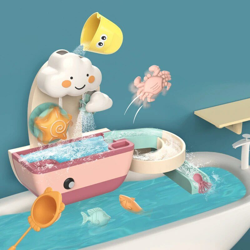 Wanienka do kąpieli zabawka słuchawka prysznicowa bawić się w koło wodne gra wędkarska chmura w stylu kreskówki kąpiel w basenie do pływania wczesne zabawki edukacyjne na prezent dla dzieci