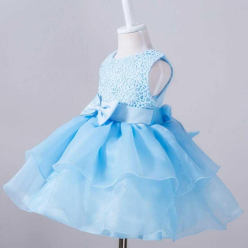 신생아 소녀 원피스 파티 드레스, 1 세 생일 공주 원피스 활 세례 가운, 아기 의류, 흰색 세례