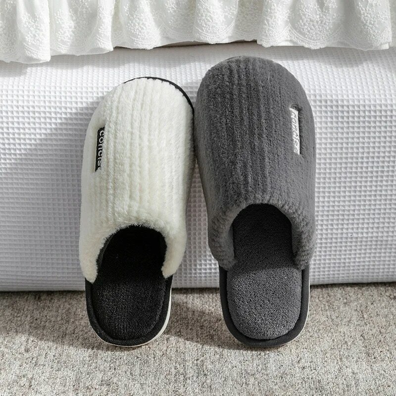 Cotton Home Slippers For Women Autumn And Winter 2023 New Plush Insulation For Household Anti-skid Thick Soles Slipper For Men