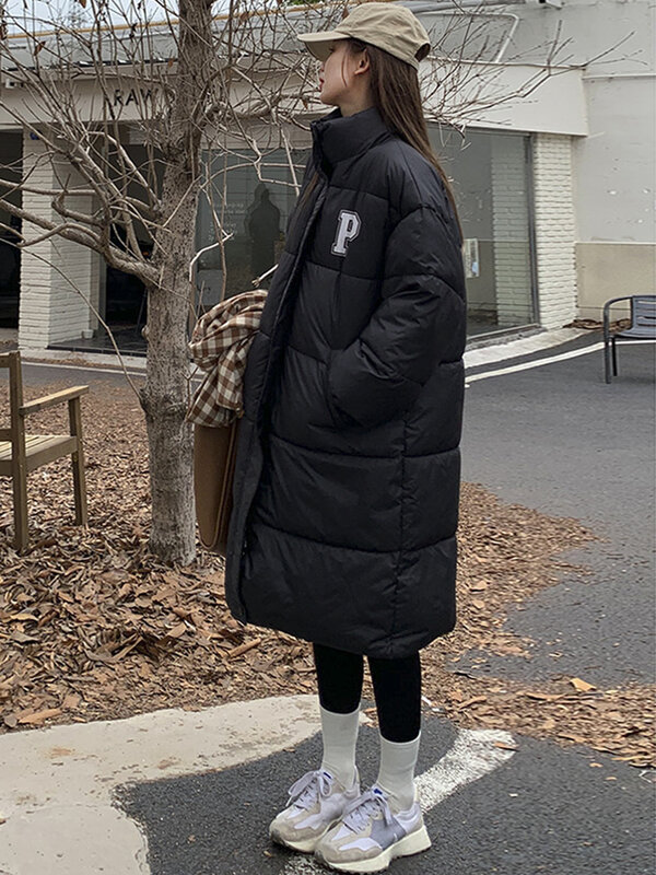 Piumino invernale da donna 2023 nuovo in moda coreana allentato a maniche lunghe Top collo alto Casual di media lunghezza stile abbigliamento parka