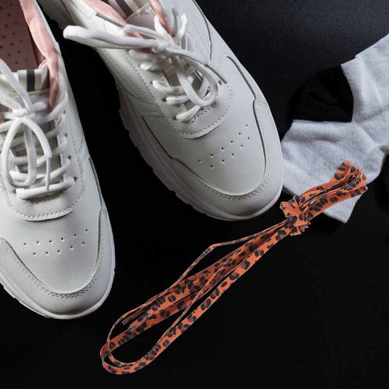 Cordones con textura para zapatillas de deporte, cordones elásticos para zapatos, Leopardo de poliéster, 3 pares