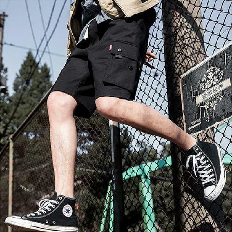 Celana Pendek Pria Musim Panas 2023 Pakaian Kerja Y2K Celana Kasual Mode Capris Pakaian Jalan Siswa Longgar Hip Hop