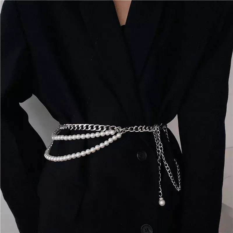 女性の真珠のジーンズベルト,ヴィンテージのファッション,リラックスしたデザイナーベルト,良質,新しいコレクション2024