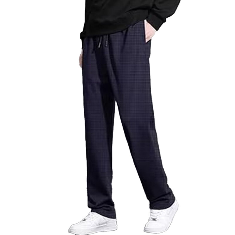 Pantalones rectos holgados para hombre, pantalones de chándal deportivos suaves, transpirables, elásticos, de Color sólido, ropa de moda