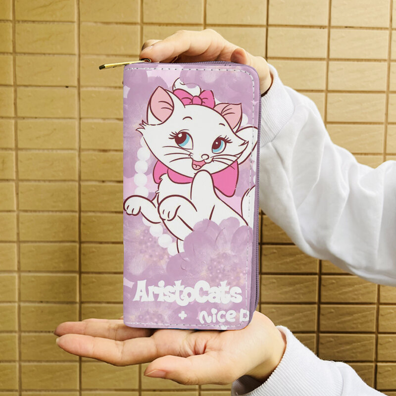 Disney Marie kucing W7960 tas Anime tas dompet ritsleting kartun tas koin kasual dompet penyimpanan kartu tas tangan hadiah uniseks