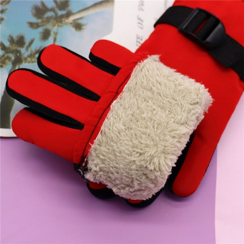 Rękawiczki dziecięce wodoodporne rękawiczki termiczne pełnymi palcami dziecięce zimowe rękawiczki śniegowe dla 3-13 lat G99C