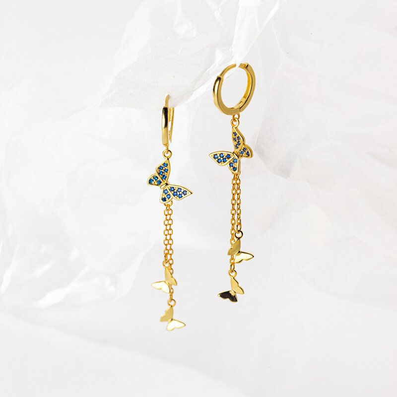 Оптовая продажа, модные очаровательные минималистичные серьги-Обручи из серебра 925 пробы с бриллиантами и эффектом бабочки для женщин, унисекс, искусственная бижутерия, подарок