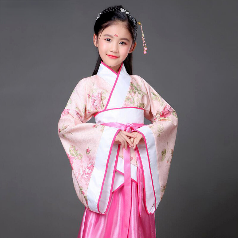 Starożytne dzieci tradycyjne sukienki chiński strój dziewczyny kostium ludowy spektakl taneczny Hanfu sukienka dla dzieci