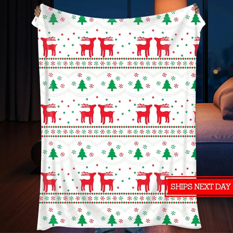 Элегантное и удобное Фланелевое суперплюшевое рождественское праздничное одеяло с принтом