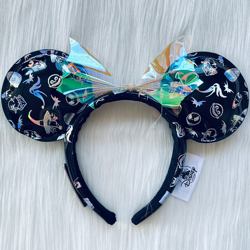 New Disney Silver 100th Anniversary Mickey Mouse Ear Headband Minnie Snow White Sequin Hair Hoop Birthday Gift Accessories