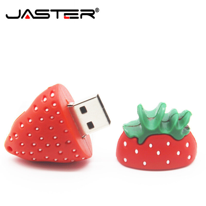 JASTER-Modelo Morango Flash Drive, USB 2.0, U Disk, Pendrive, Fruta, Memory Stick Vegetal, Presentes para Crianças, 64GB, 32GB, 16GB, 8GB