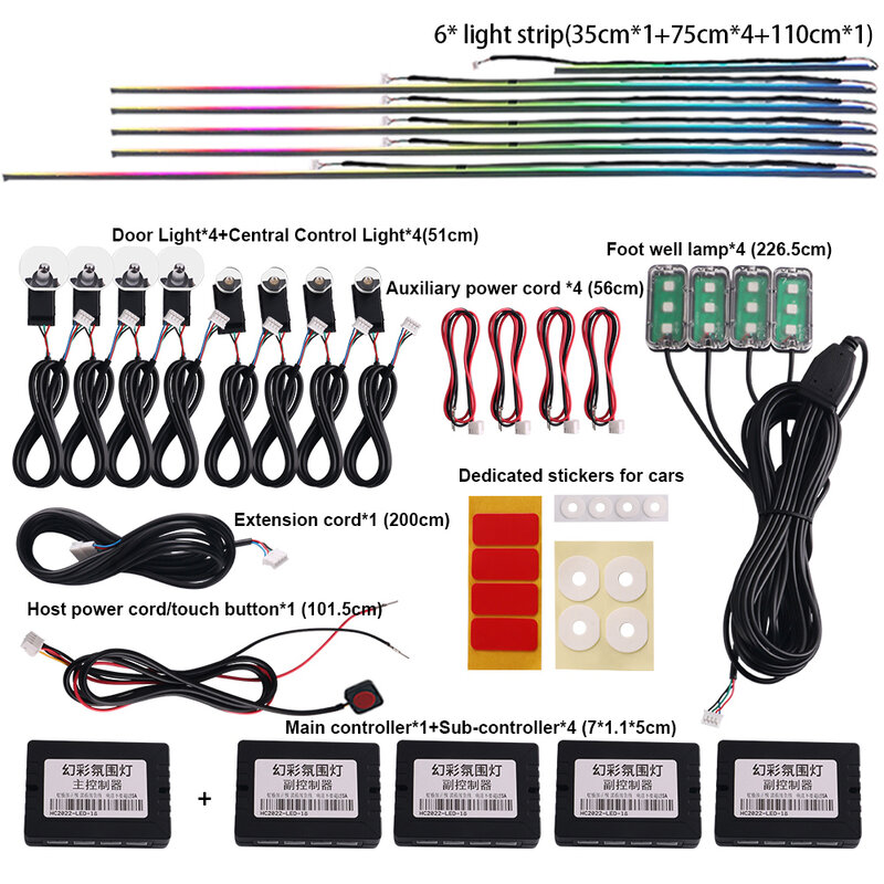 14 in 1 18 in 1 64 Farbe RGB Symphonie Auto Atmosphäre Innen LED Acryl Guide Fiber Optic Universal Dekoration umgebungs Lichter