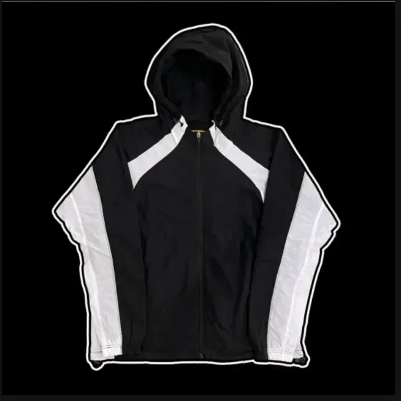 High Street Jacket Windshield Jacket Women's Hooded Zipper Street Wear Black Track Jacket Luxury Patchwork Jacket Coat Men  Cl