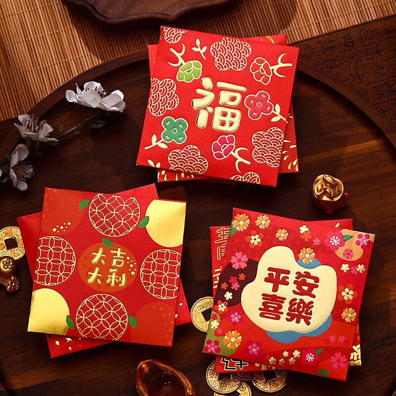 6 шт. китайский новогодний счастливый красный конверт с драконом 2024 подарки карман для денег красный пакет Новогодние товары