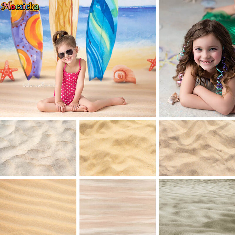 Summer Beach Sand Photography Backdrops Tropical Seaside Holiday Newborn Cake Smash Background Kids Birthday Photo Studio Props