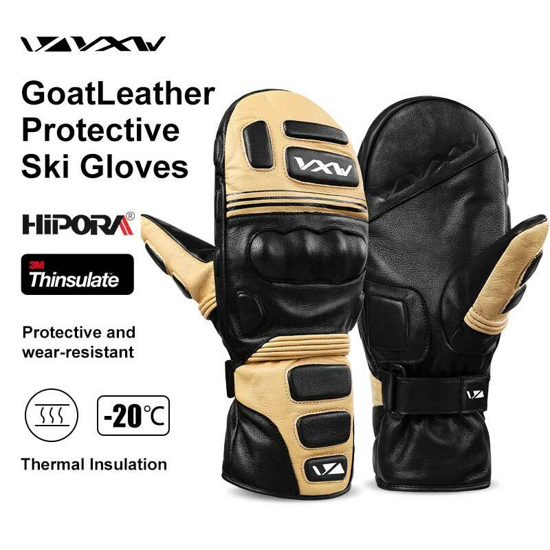 VXW Ski Gloves Goat Leather Waterproof Windproof Snowboard Skiing Mittens Winter Warm Outdoor Snow Sports Gloves Men's Women's